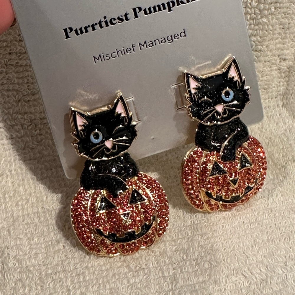 Target SugarFix Cat Earrings - Black and Gold